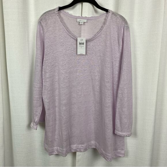 J.Jill Love Linen Pale Orchid Linen Sweater Sz.L NWT - Picture 3 of 11